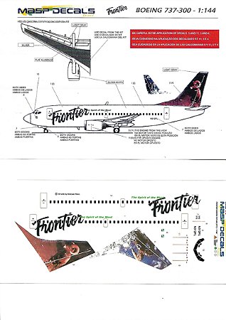 MASP Decais - Decais para Boeing 737-300 da Frontier - 1/144