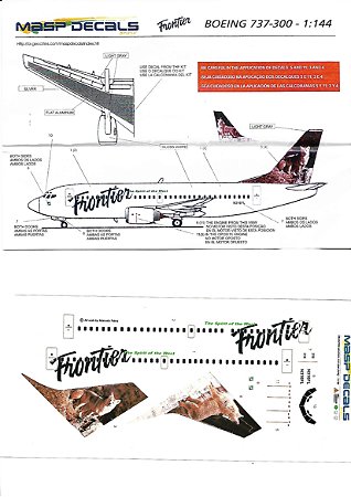 MASP Decais - Decais para Boeing 737-300 da Frontier - 1/144