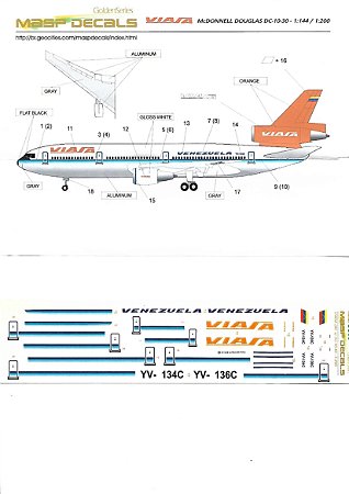 MASP Decais - Decais para McDonnel DC-10-30 da Viaja - 1/144