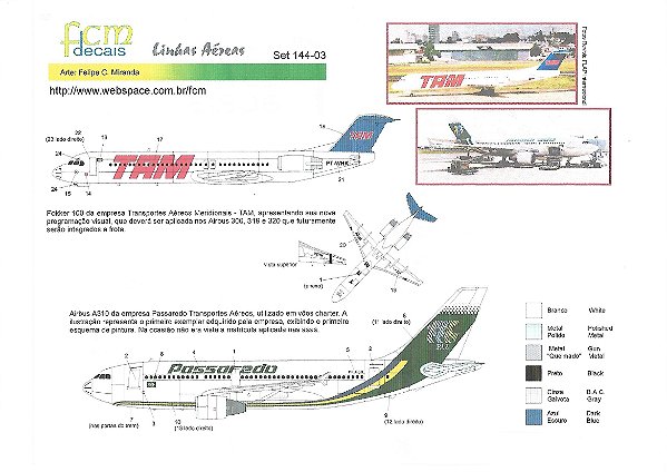 FCM - Decais para A-310 / Fokker 100 - 1/144