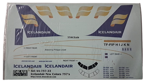 Draw Decal - Icelandair New Colors para Boeing 757 - 1/144