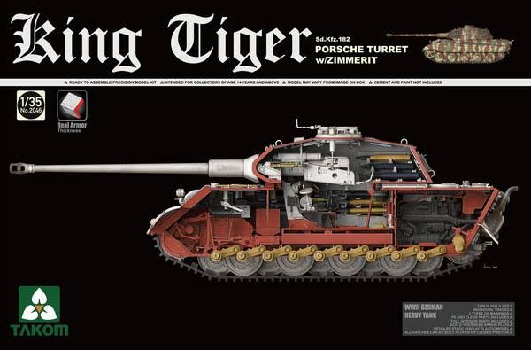 TAKOM - King Tiger Sd.Kfz.182 Porsche Turret with Zimmerit - 1/35