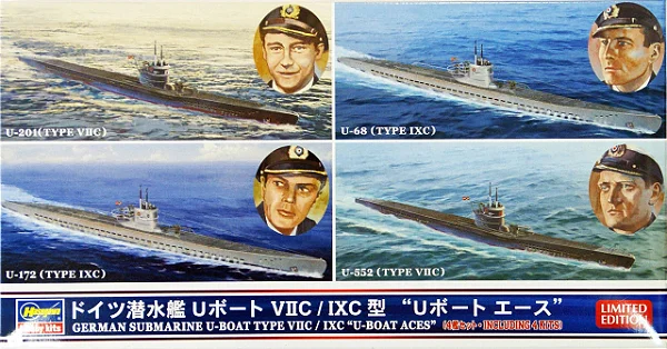 HASEGAWA - German Submarine U-Boat Type VIIC / IXC U-Boat Aces - 1/700
