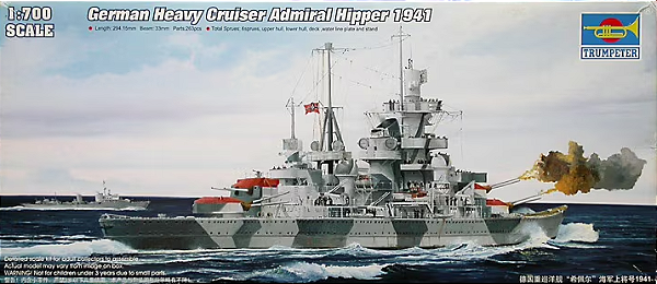 TRUMPETER - German Heavy Cruiser Admiral Hipper 1941 (sem caixa) - 1/700