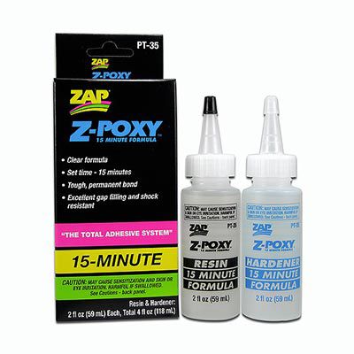 ZAP - Cola epóxi de cura em 15 minutos Z-Poxy (2 x 59 ml)