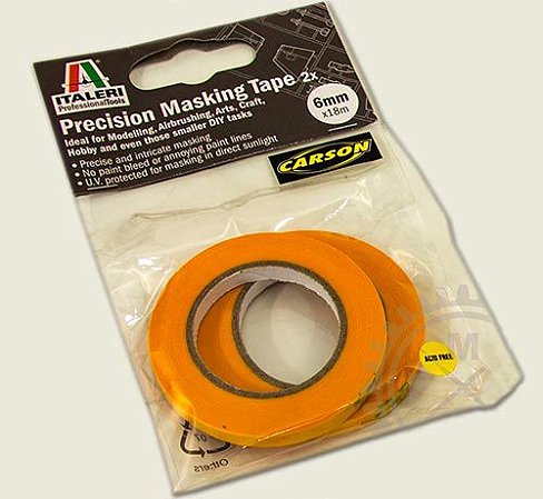 Italeri - Fita semiadesiva para máscara de pintura (Masking Tape) - 6 mm X 18 metros (2 rolos)