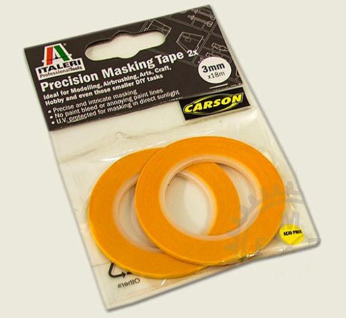 ITALERI - Fita semiadesiva para máscara de pintura (Masking Tape) - 3 mm X 18 mm (2 rolos)