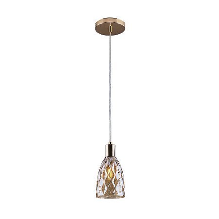 Lustre Pendente Vidro Florianópolis Dourado Estilo Retrô Moderno E27