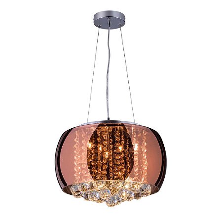 Pendente/Plafon em Vidro e Cristal Attractive 40cm G9 - Lustre Design Moderno Sala/Quarto