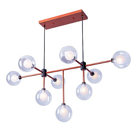 Lustre pendente Sputnik Manhattan Cobre 9 Lâmpadas G9 Bivolt