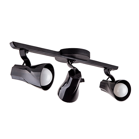 Luminária de Teto Spot Trilho Triplo Direcionável Octa 3 Lâmpadas Praia Litoral E27 Bivolt