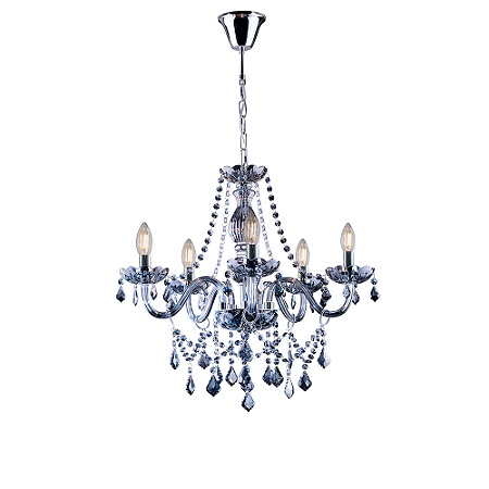 Lustre Cristal Sala de Jantar Legítimo Candelabro Maria Tereza 5 Braços Luxo Fumê
