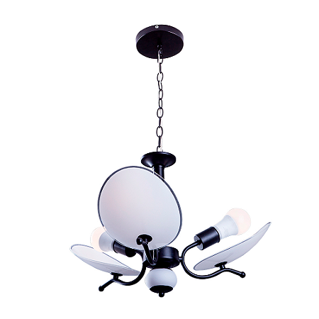 Luminária Teto Lustre Sala de Jantar Vidro Ricko 3 Lâmpadas E27 Bivolt