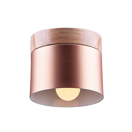 Luminária de Teto Plafon de Sobrepor Detalhe Madeira Cozinha Bancada E27