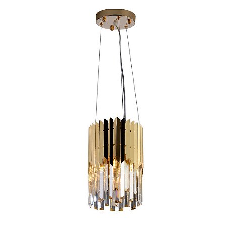 Lustre Redondo de Cristal Legítimo Baluarte Mini Dourado