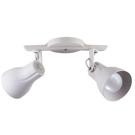 Spot Sobrepor Trilho Direcionável Octa Plus Branco 02 Lâmpadas E27 Bivolt Design Moderno Quarto/Sala Praia