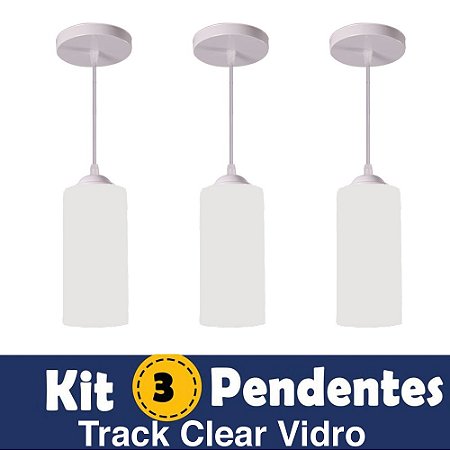 Kit 3 Pendentes/Luminária Track Clear 1xE27 - Design Moderno Quarto/Sala - Esquilos Shop