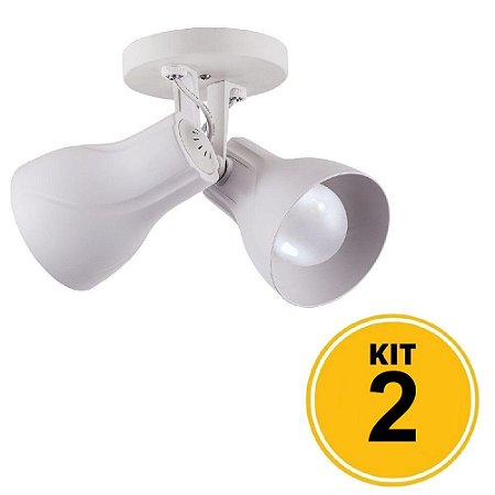 Kit 2 Spot de Sobrepor Direcionável Duplo Octa Plus 2xE27 - Branco