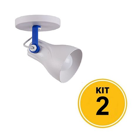 Kit 2 Spot Sobrepor Direcionável Octa Plus Branco/Azul 1xE27