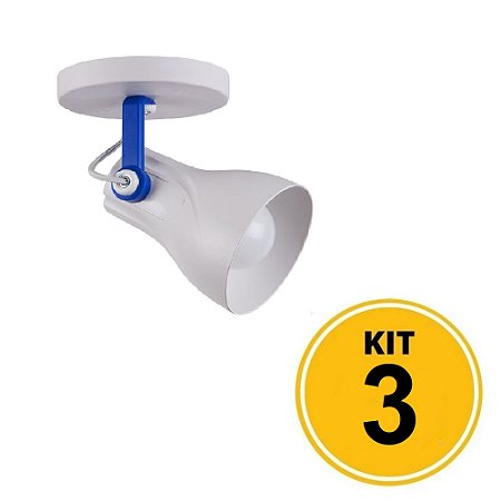 Kit 3 Spot Sobrepor Direcionável Octa Plus Branco/Azul 1xE27 - Startec