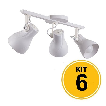 Kit 6 Spot Trilho Octa Plus Branco 3xE27