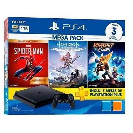 PlayStation 4 slim 1 tb megapack 3 jogos mídia física  + Controle Wireles DualShock 4