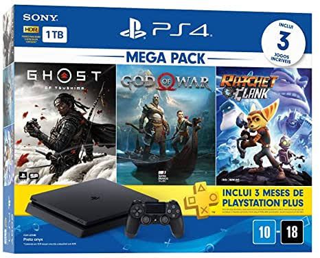 Console PlayStation 4 Slim 1tb MEGA PACK GTA + DAYS GONE + HORIZON