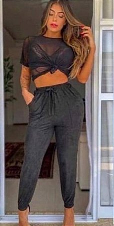 calça jogger cintura alta