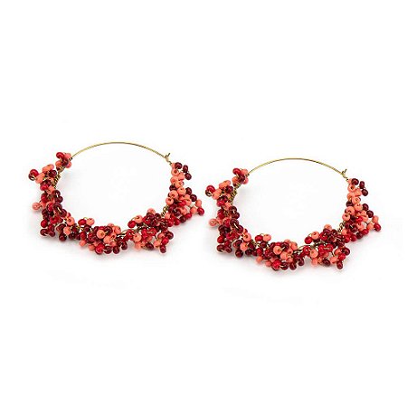 Brinco argola média miçangas