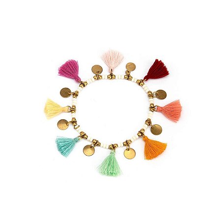 Pulseira miçangas e tassel coloridos