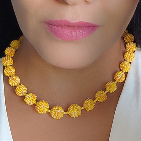 Colar de bolas miçangas amarelo