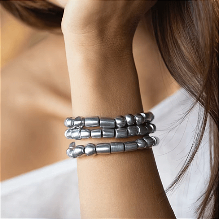 Pulseiras conjunto com 03 diversas em aluminio Vestopazzo