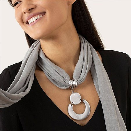 Colar echarpe cinza lua alumínio Vestopazzo