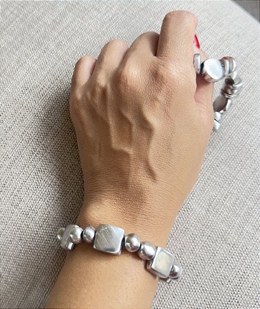 Pulseira Alumínio quadrados médios