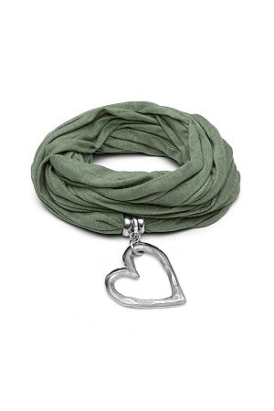 Colar Echarpe Verde Coração Alumínio Vestopazzo