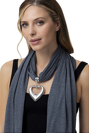 Echarpe Azul Coração Vazado