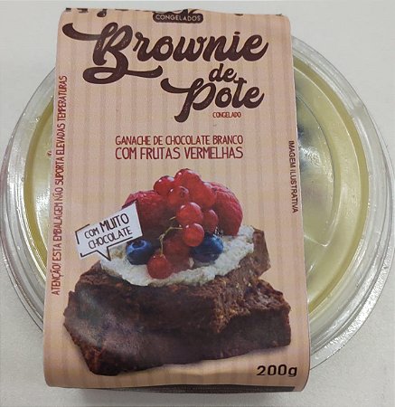Brownie no Pote com Ganache de Chocolate Branco e Frutas Vermelhas, 200g