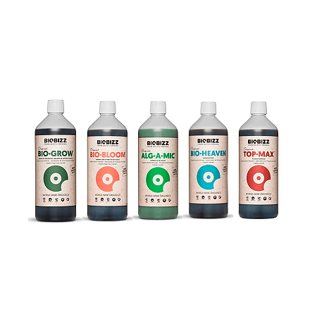 Kit Nutrientes Orgânicos BioBizz Completo com Top Max - 5x250ml