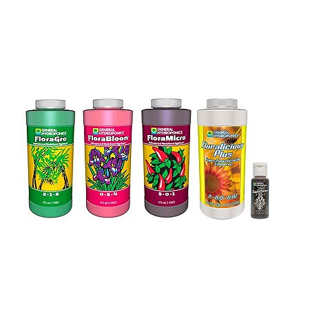 Kit Floraseries 3x473ml + FloraLicious Plus 473ml + Rapid Start 30ml - General Hydroponics