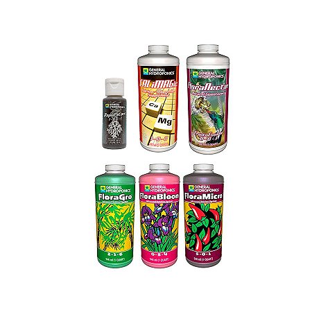 Kit Floraseries Essenciais + Sabor - 1x30ml e 5x946ml - General Hydroponics