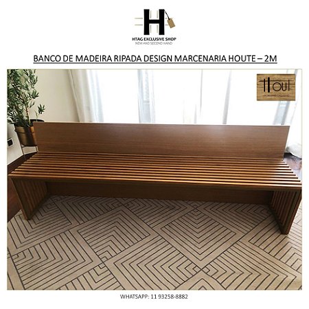 BANCO DE MADEIRA RIPADA DESIGN MARCENARIA HOUTE – 2M