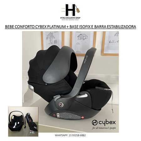 BEBE CONFORTO CYBEX PLATINUM PRETO + BASE COM ISOFIX E BARRA ESTABILIZADORA DE CHÃO