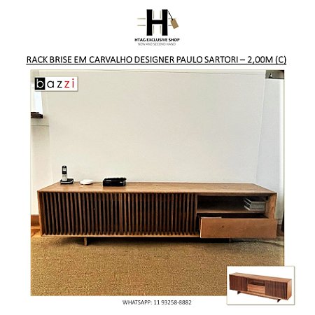 RACK BRISE EM CARVALHO DESIGNER PAULO SARTORI – 2,40M (C)