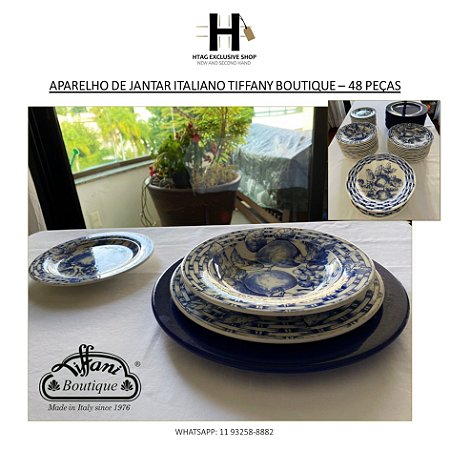 APARELHO DE JANTAR ITALIANO EM PORCELANA TIFFANY BOUTIQUE COM MOTIVO DE FRUTAS E FOLHAS – 48 PÇ