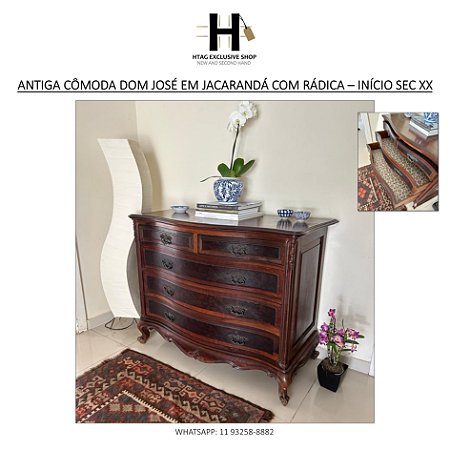 CÔMODA DOM JOSÉ EM JACARANDÁ ENTALHADO E DETALHES EM RÁDICA – INÍCIO DO SEC XX