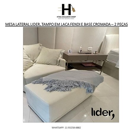 MESA LATERAL LIDER, TAMPO EM LACA FENDI E BASE EM METAL – 2 PEÇAS DISPONÍVEIS