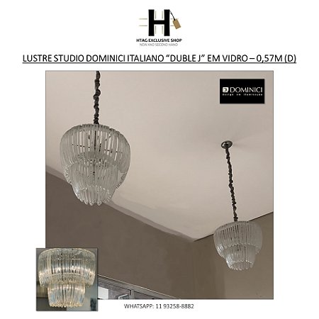 LUSTRE PENDENTE STUDIO DOMINICI ITALIANO “DUBLE J” EM VIDRO – 0,57M (D)