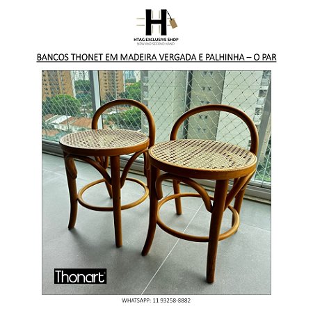 BANCOS THONET EM MADEIRA VERGADA E PALHINHA – O PAR