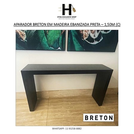 APARADOR BRETON DE MADEIRA EBANIZADA – 1,50M (C)