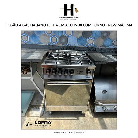 FOGÃO A GÁS ITALIANO LOFRA 4 BOCAS EM AÇO INOX COM FORNO - NEW MÁXIMA
